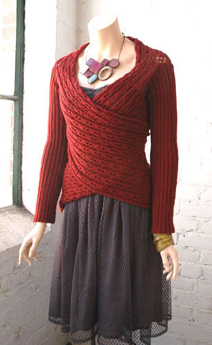 Free knitting pattern for Julianna scarf with sleeves wrap