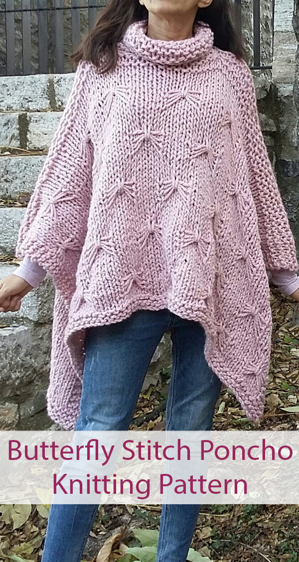 Knitting Pattern for Juniper Poncho with Butterfly Stitch