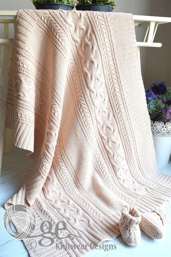Knitting Pattern for Cable Treasure Baby Blanket or Throw