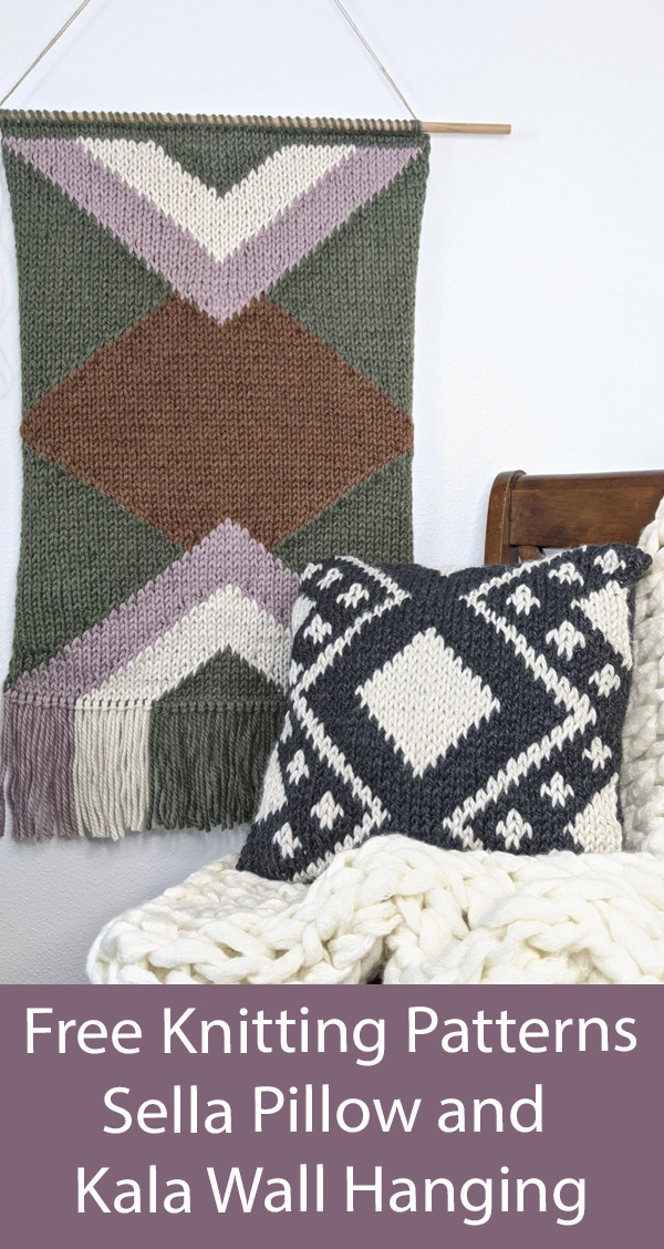 Free Knitting Pattern Sella Pillow and Kala Wall Hanging