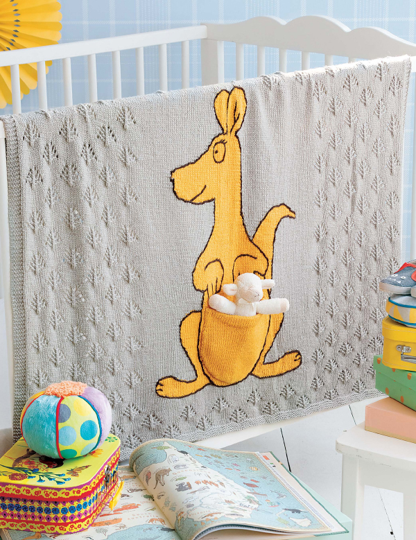 Knitting Pattern for Kangaroo Baby Blanket