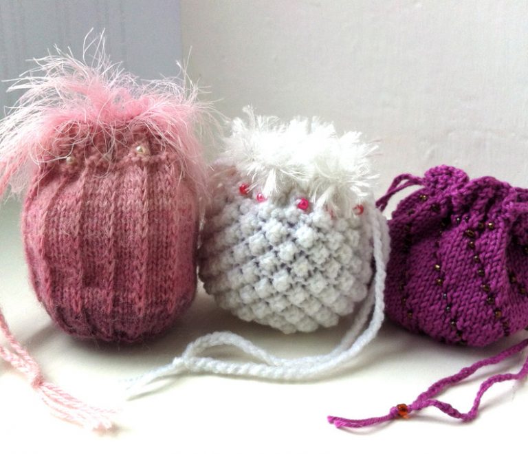 Knitting Patterns for Keepsake Bag Trio