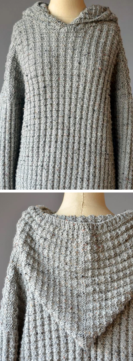Free Knitting Pattern for 4 Row Repeat Kenan's Hoodie