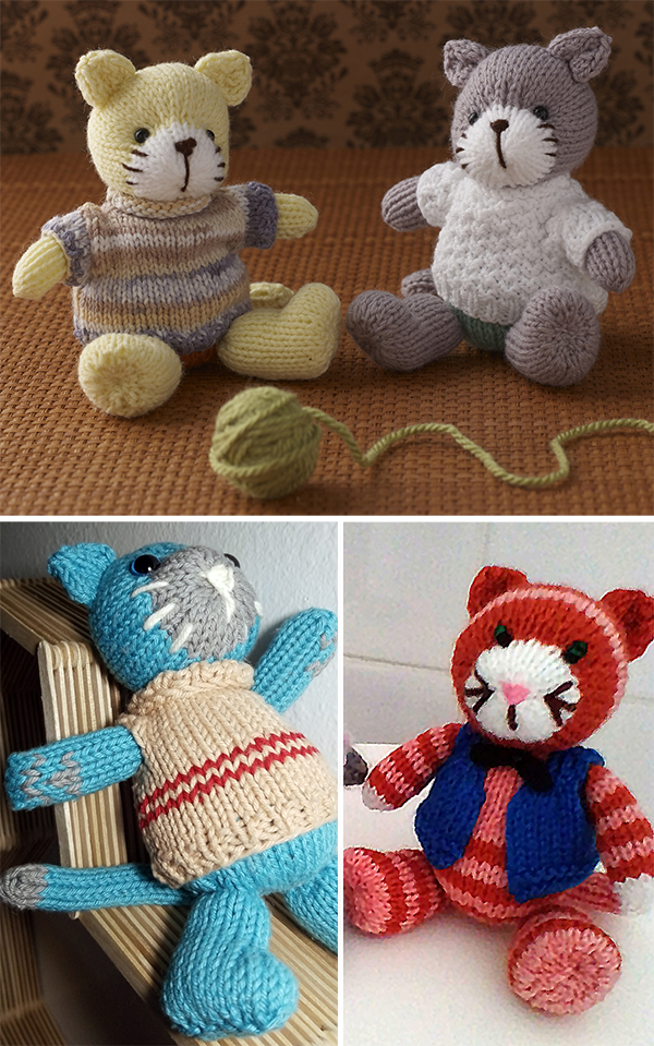 Free Knitting Pattern for Cat in Jumper
