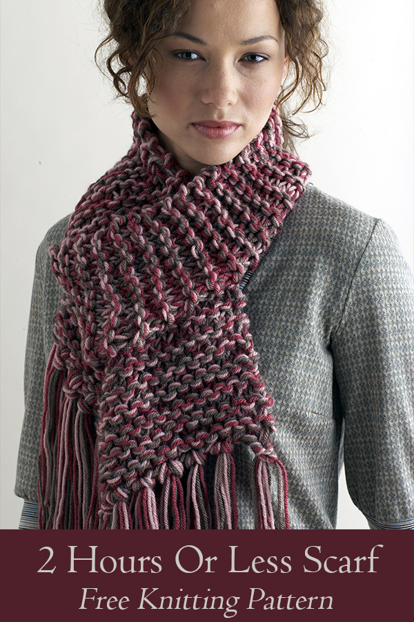 Free knitting pattern for 2 Hours Or Less Scarf 