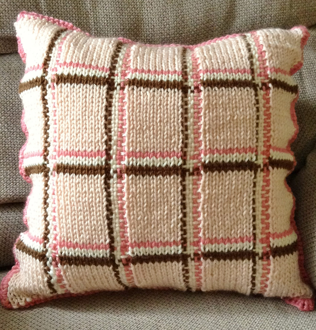 Free Knitting Pattern for Plaid Pillow