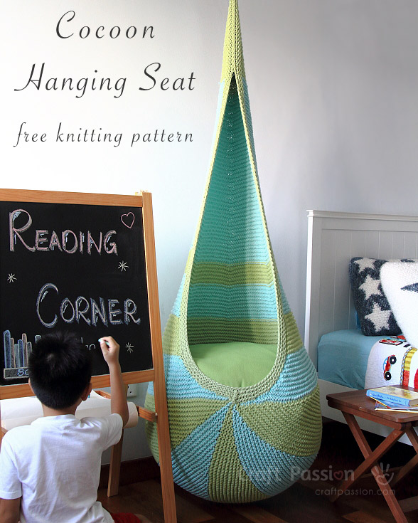 Free knitting pattern for hanging cocoon seat
