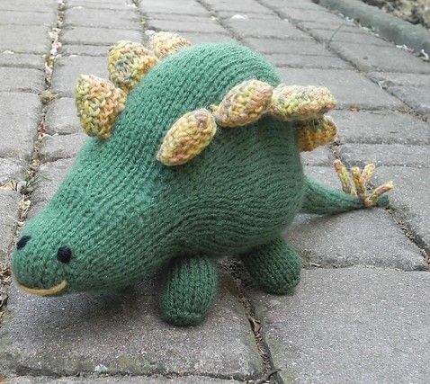 Free knitting pattern for Stegosaurus toy softie plush