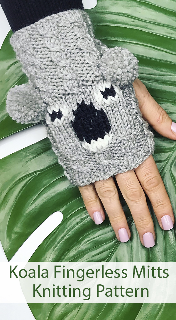 Knitting Pattern for Koala Fingerless Mitts
