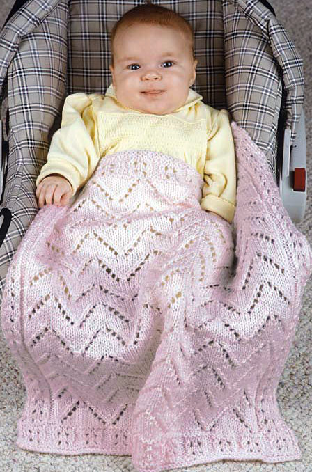Free Knitting Pattern for Lace Car Seat Baby Blanket