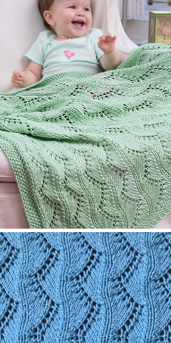 Free Knitting Pattern for Lace Chevrons Baby Blanket - Only 6 Stitch Rows