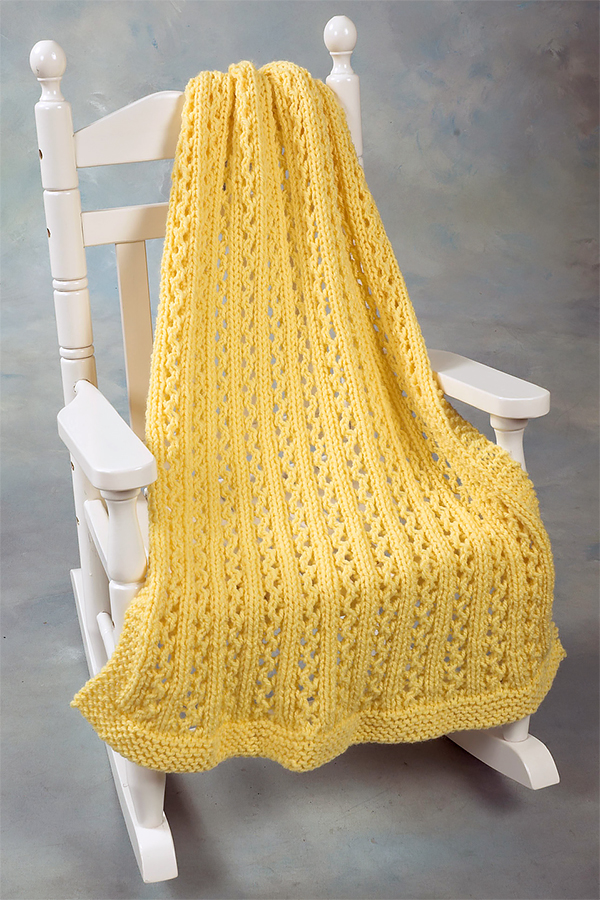 Free Knitting Pattern for 4 Row Repeat Lace Rib Baby Throw