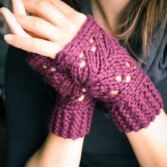 Lacefield Lace Fingerless Mitts Knitting Pattern