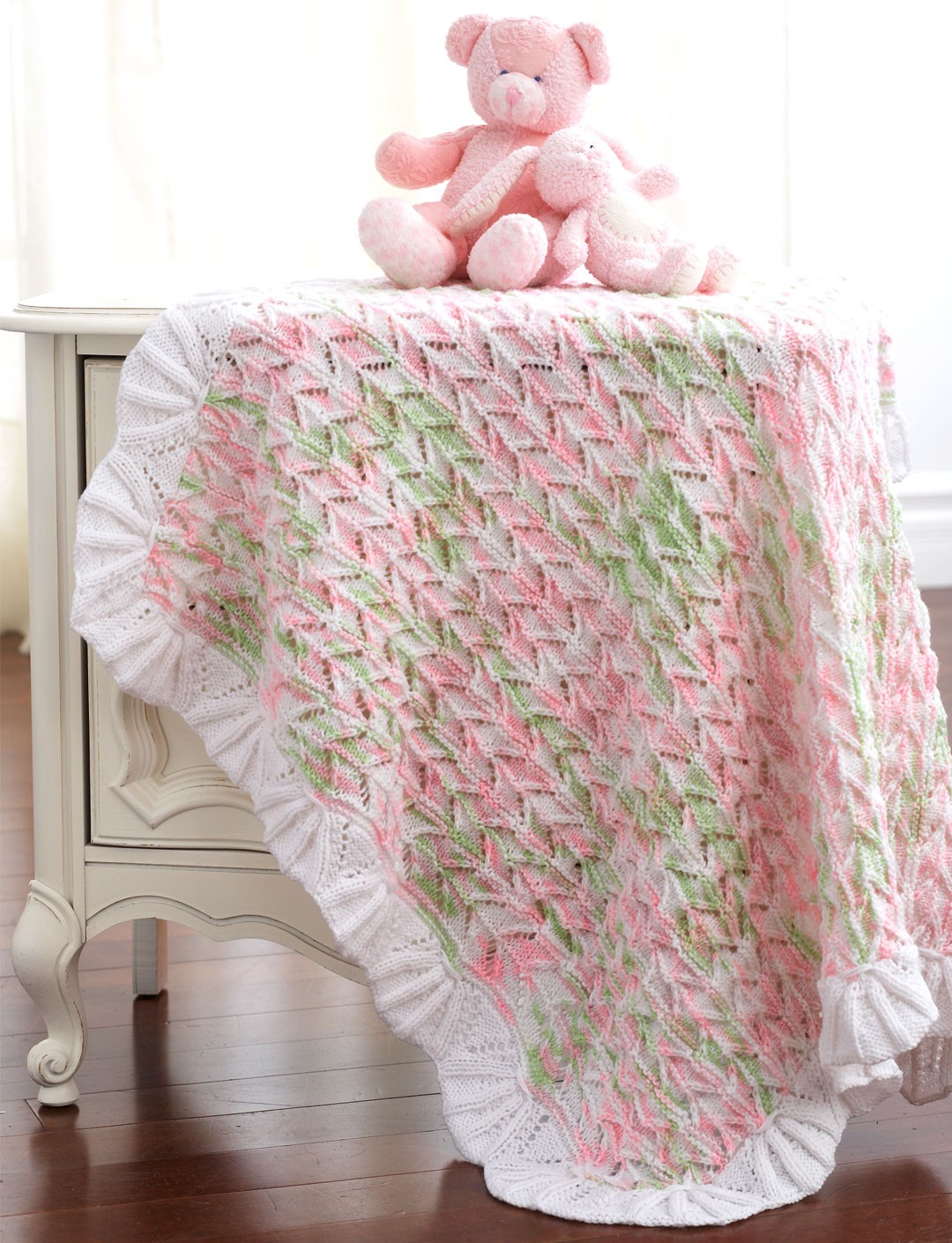 Free knitting pattern for Lacy Blanket with heirloom look and more baby blanket knitting patterns