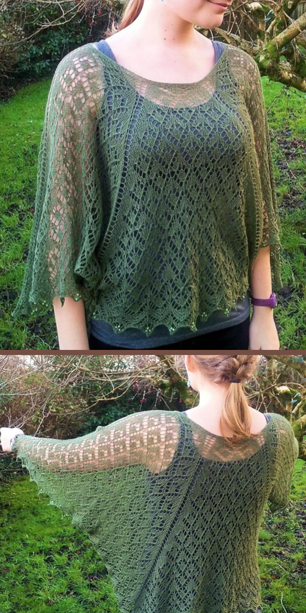 Knitting Pattern for Lavinia  Lace Poncho