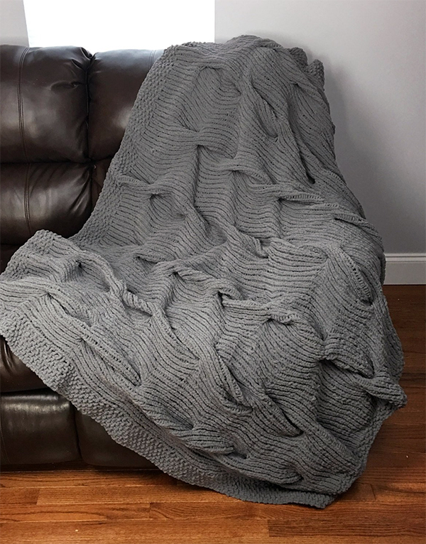 Knitting Pattern for Lazy Cable Blanket