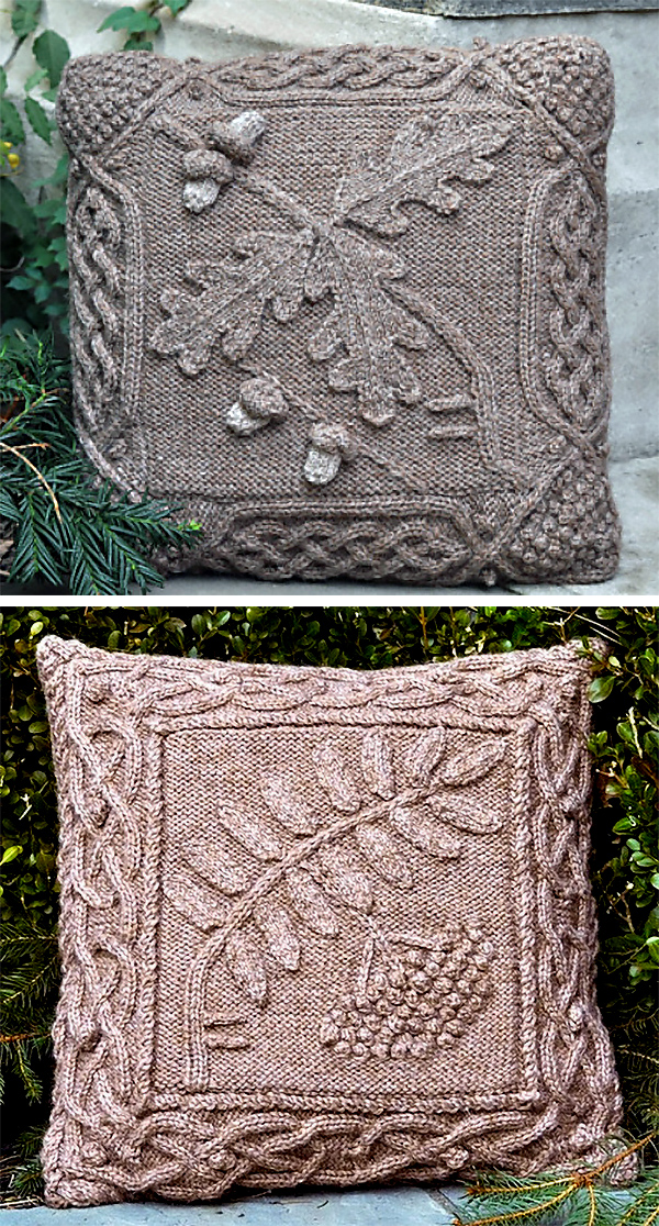 Knitting Pattern for Celtic Oak and Rowan Pillows
