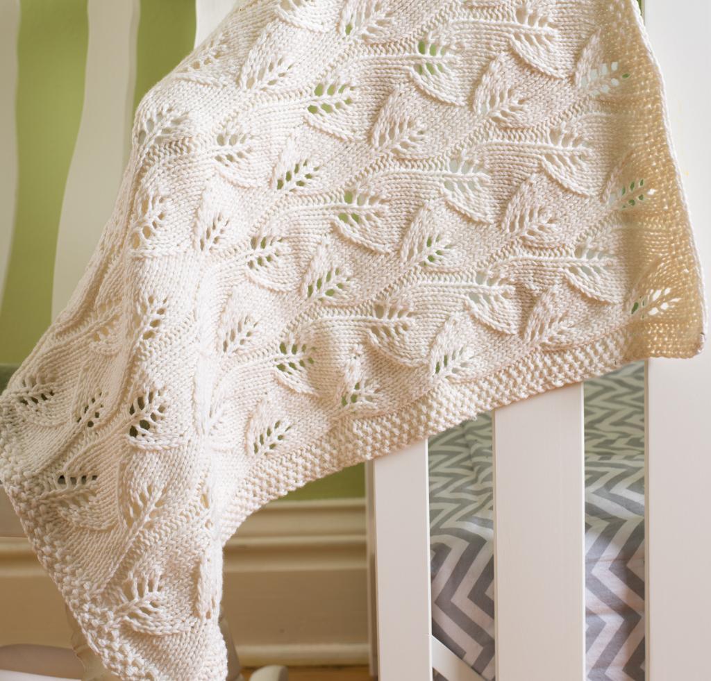 Free knitting pattern for Leafy Baby Blanket and more baby blanket knitting patterns
