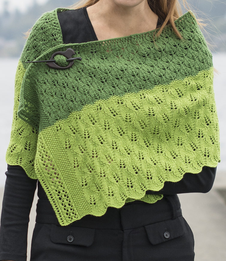 Free Knitting Pattern for Leafy Transitions Wrap