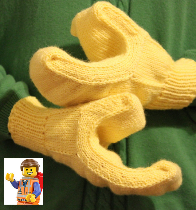 Free Knitting Pattern for Lego Hand Mittens