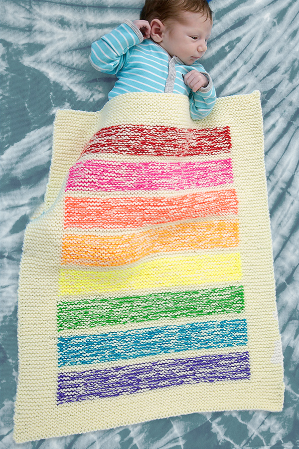 Free Knitting Pattern for Easy Lemon Squeezy Stroller Blanket