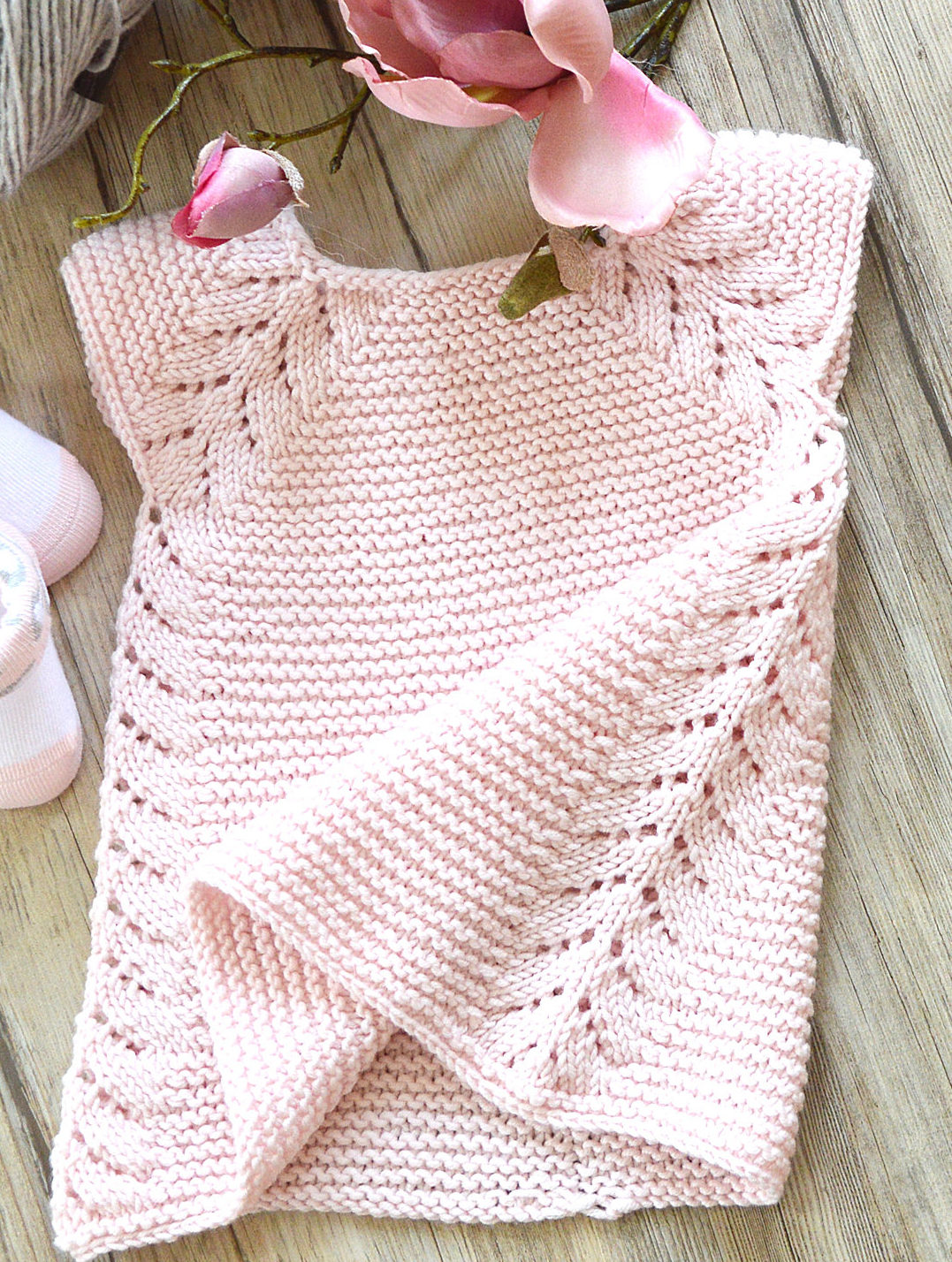 Knitting Pattern for Lil Rosebud Baby Dress