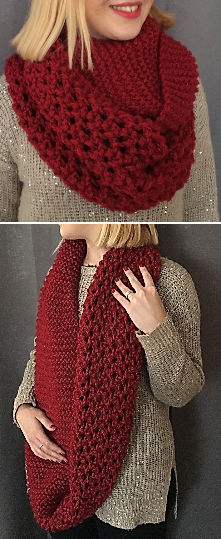 Free until Jan. 7, 2018 Only Knitting Pattern for Lily Red Snood