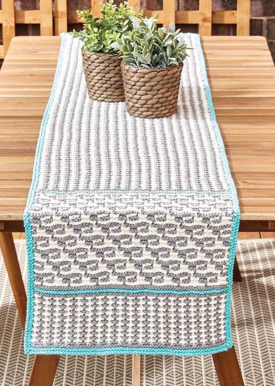 Free Knitting Pattern for Mosaic Table Runner