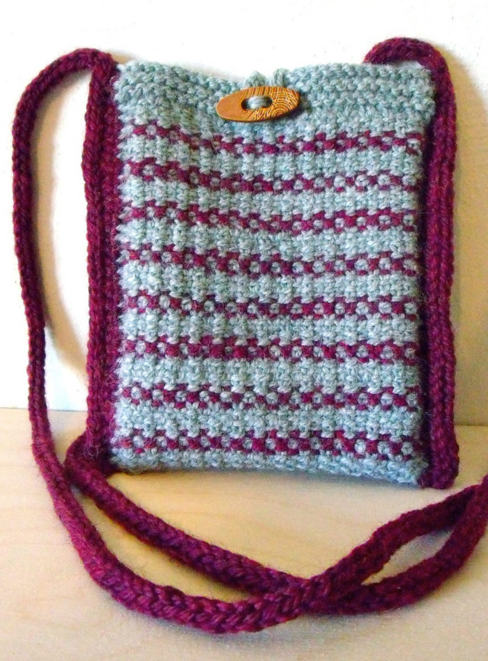Free Knitting Pattern for Simple Linen Stitch Stripes Shoulder Bag