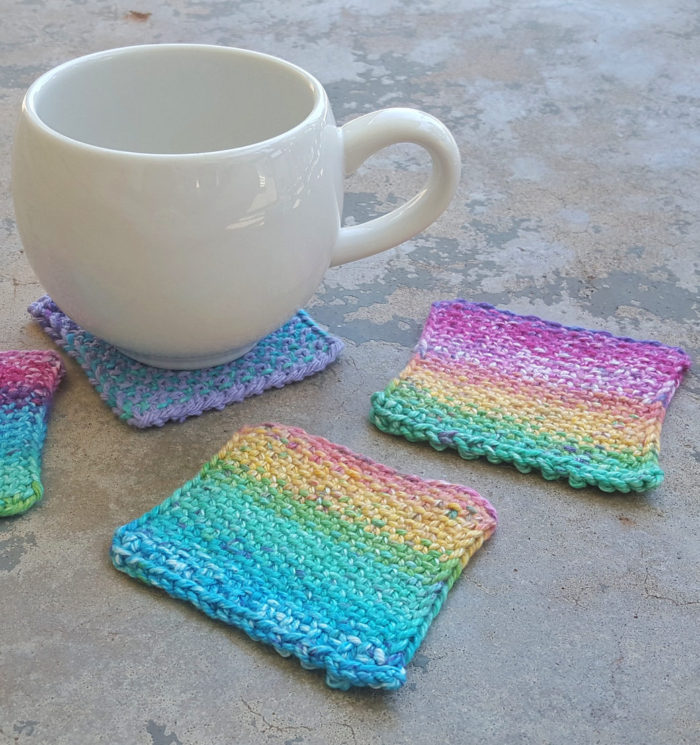 Free Knitting Pattern for Linen Stitch Coasters