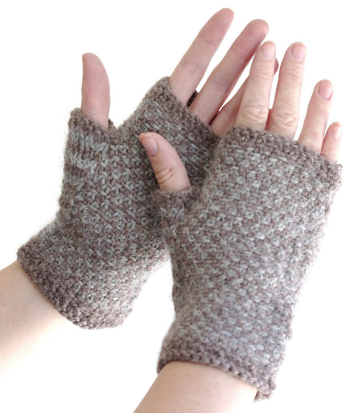Free Knitting Pattern for Linen Stitch Mitts