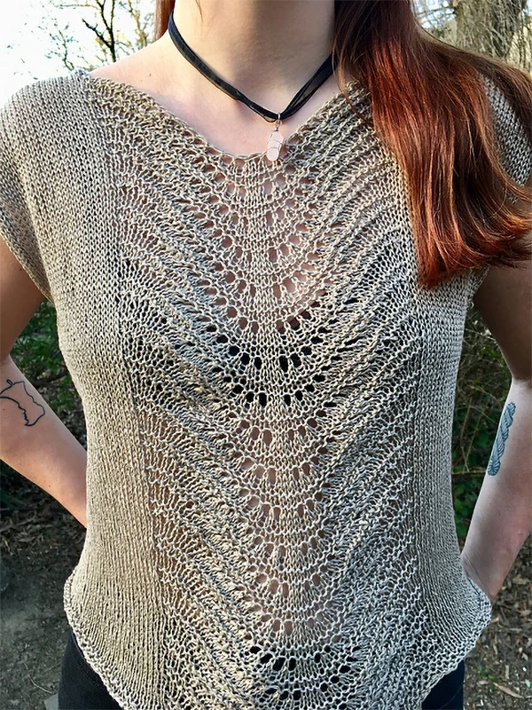 Free Knitting Pattern for Lace Panel Top