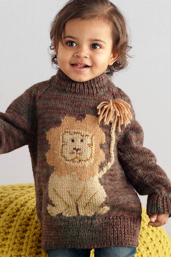 Free Knitting Pattern for Lion Pullover