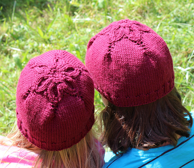 Free knitting pattern for Little Flower Hat in baby, child, and adult sizes