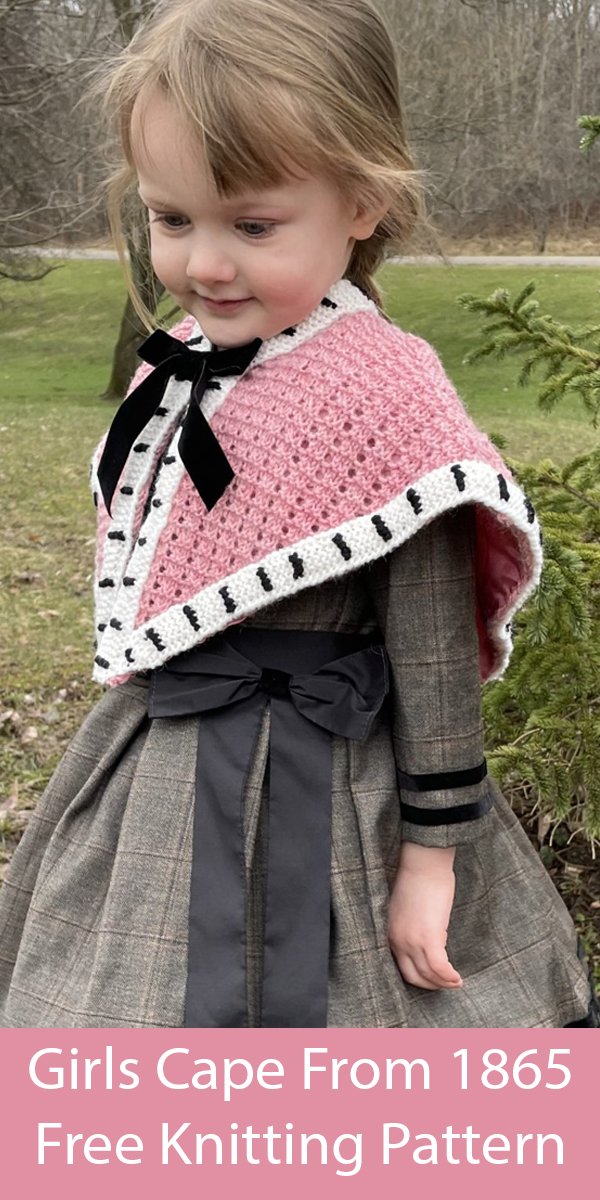 Girls Cape From 1865 Free Knitting Pattern Historical Costume Shawl