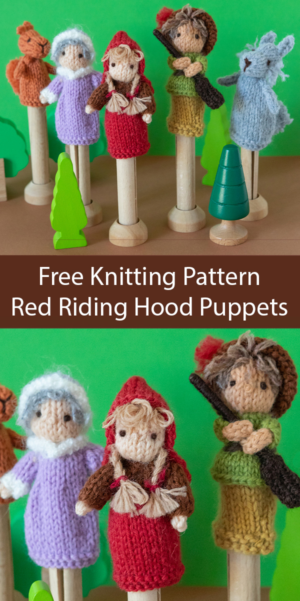 Free Knitting Pattern for Little Red Riding Hood Puppets