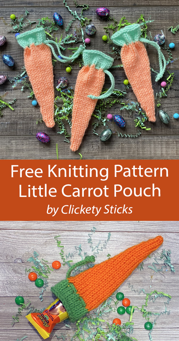 Carrot Pouch Free Knitting Pattern Easter Treat Bag