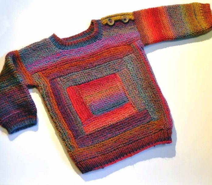 Knitting Pattern for Log Cabin Baby Sweater