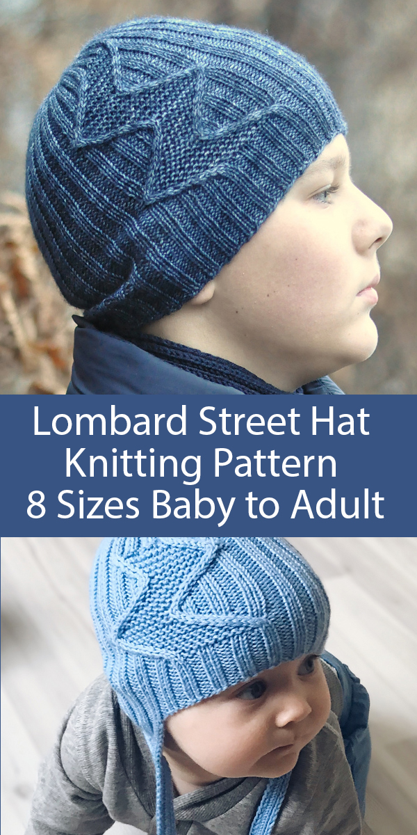 Knitting Pattern for Unisex Lombard Street Hat Sizes Baby to Adult with Optional Earflaps