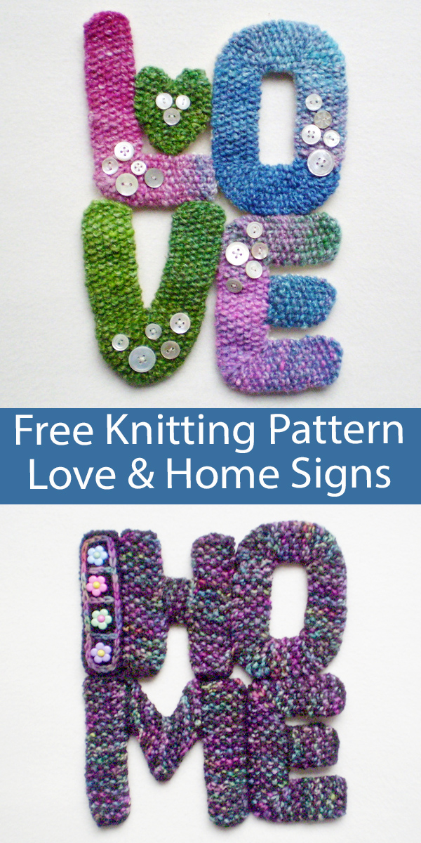 Free Stashbuster Knitting Pattern Love and Home Signs