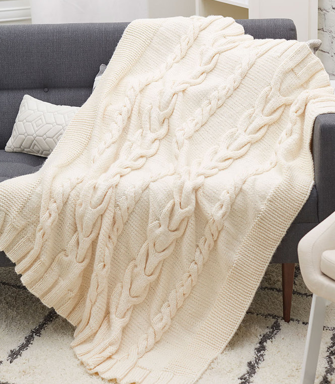 Free Knitting Pattern for Luxurious Cabled Throw