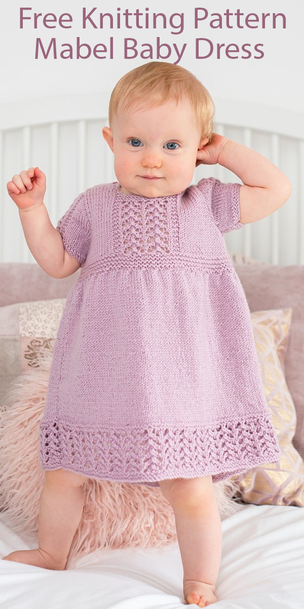 Free Knitting Pattern for Mabel Baby Dress Sizes 6 to 24 months