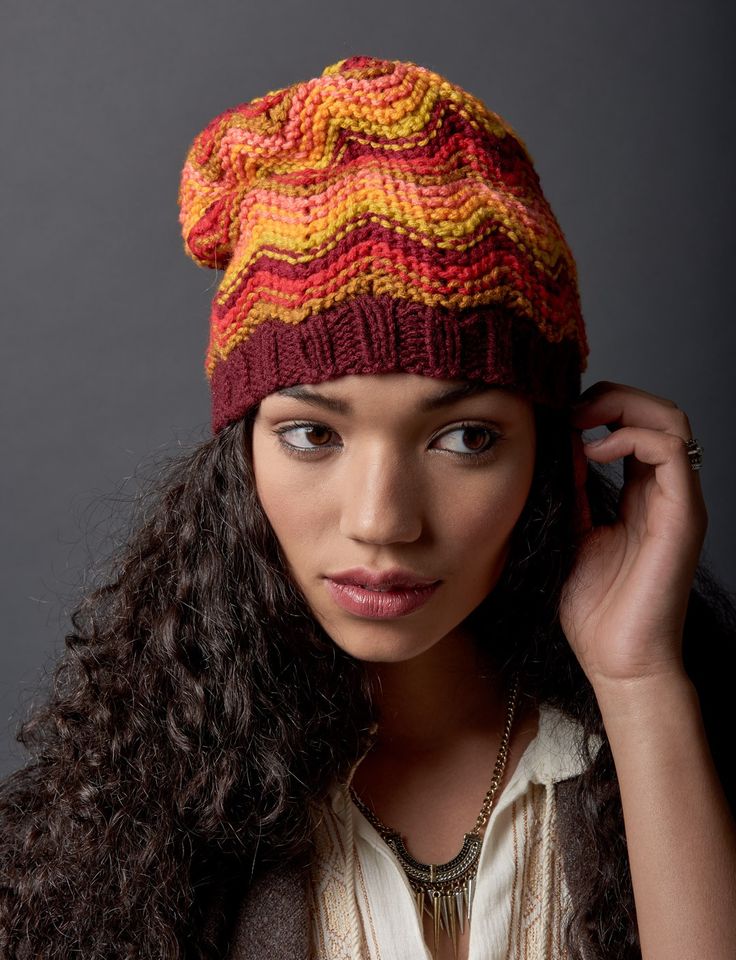 Free knitting pattern for Make Waves Slouchie Beanie Hat and more chevron knitting patterns