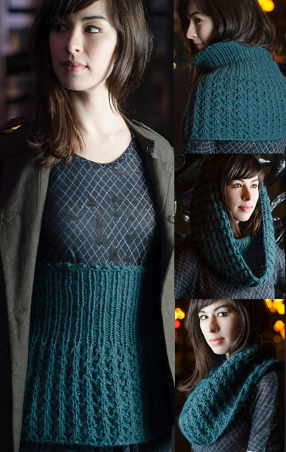 Free knitting pattern for Makiko belly warmer, cowl, hood multi-purpose