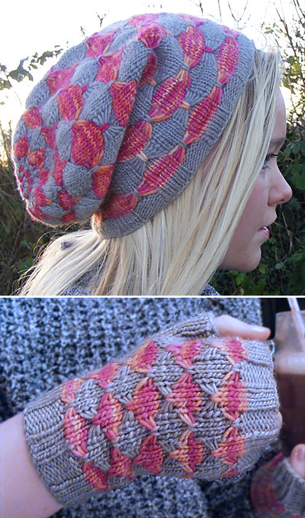 Free Knitting Pattern for Maquereau Hat and Mitts