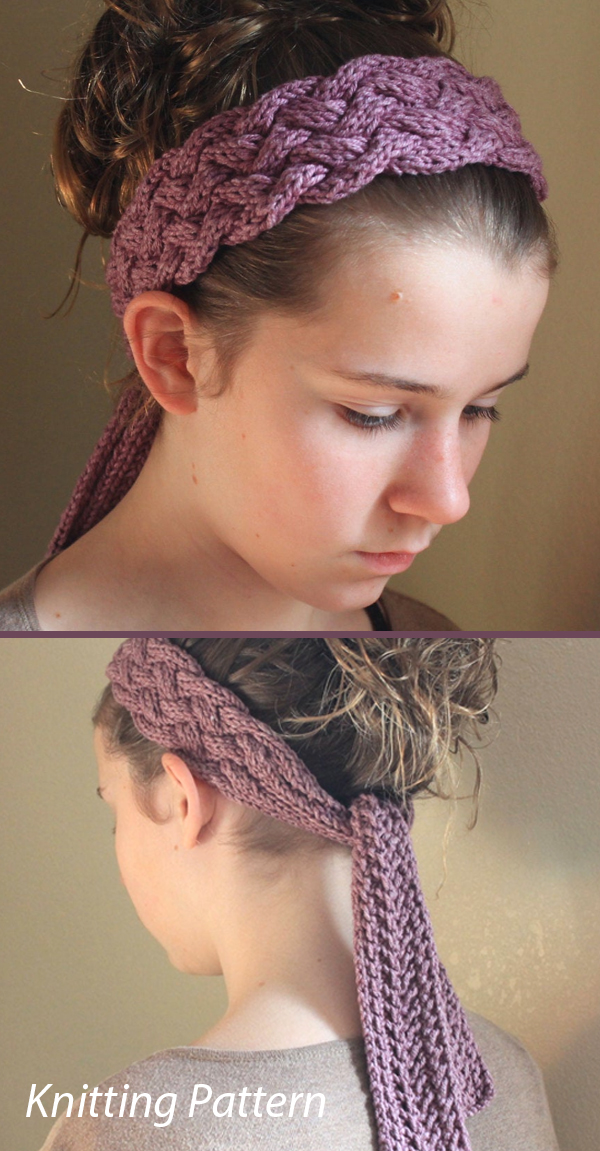 Kniting Pattern for Marbella Cabled Head Wrap Scarf