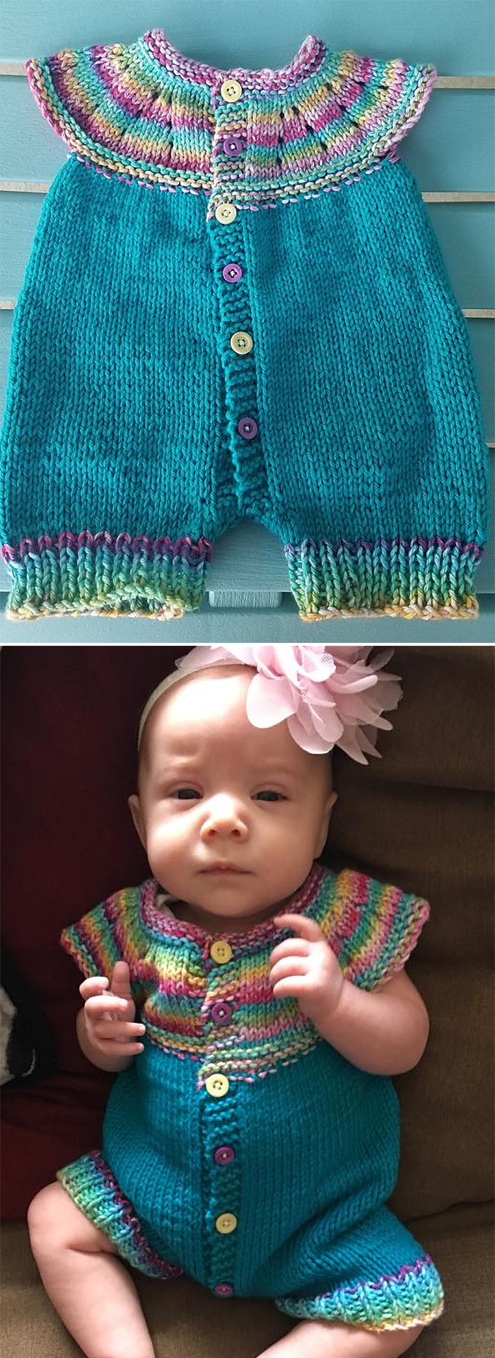 Free Knitting Pattern for Marianna's All-in-One Romper Suit