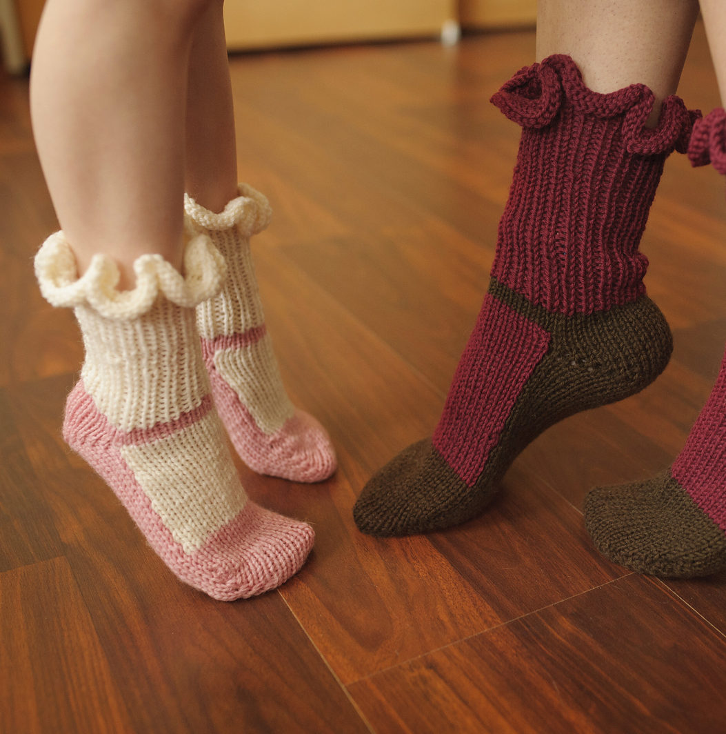 Knitting Pattern for Mary Jane Slipper Socks