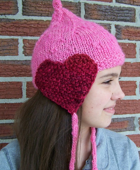 Free knitting pattern for Matching Hearts hat