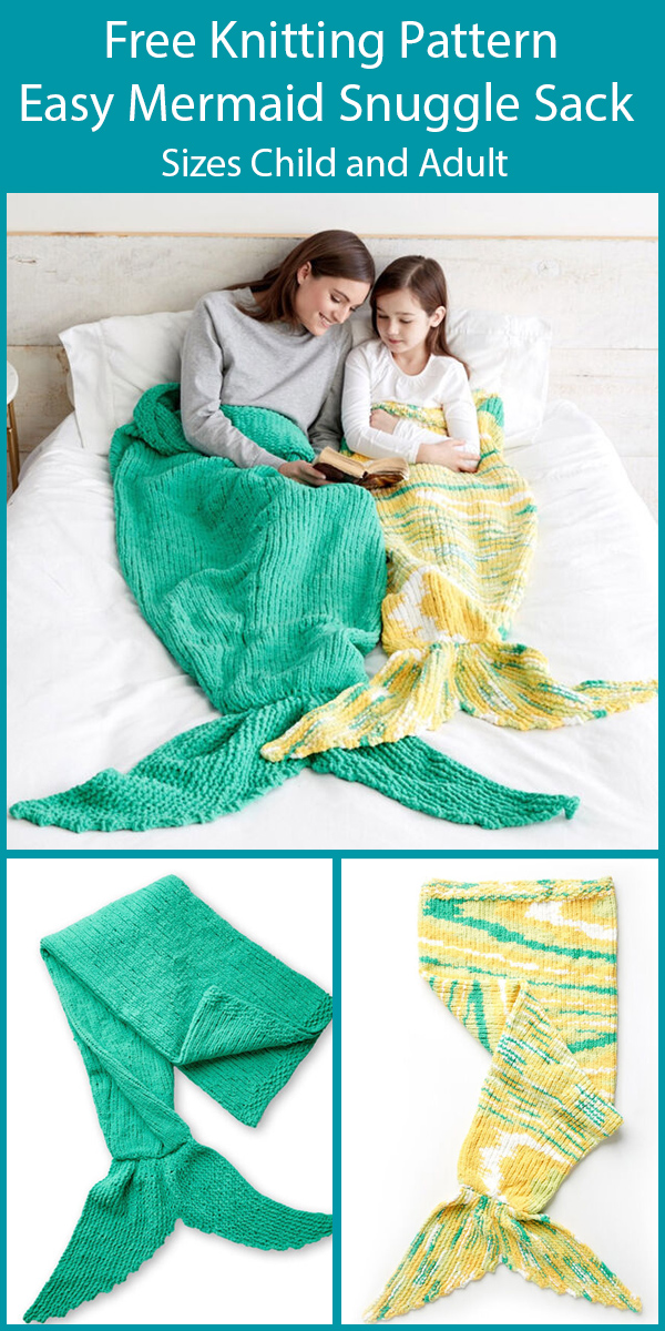 Free Knitting Pattern for Easy Mermaid Snuggle Sack
